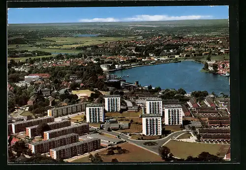 AK Rendsburg, Totalansicht mit Parksiedlung Obereider vom Flugzeug aus