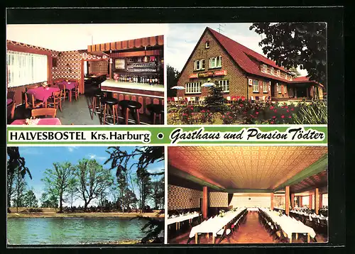 AK Halvesbostel, Gasthaus und Pension Tödter in vier Ansichten