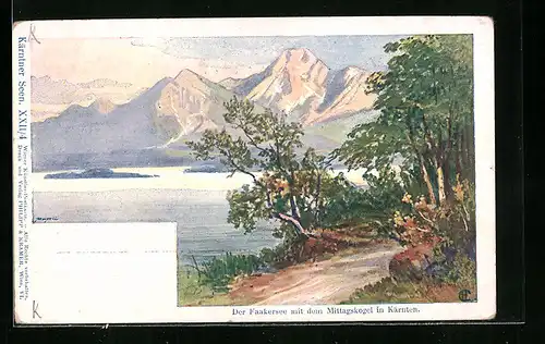 Künstler-AK Philipp + Kramer Nr. XXII /4: Der Faakersee mit dem Mittagskogel in Kärnten