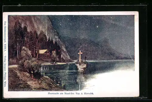 Künstler-AK Philipp + Kramer Nr. XXIX /1: Mondsee, Mondnacht am Mond-See