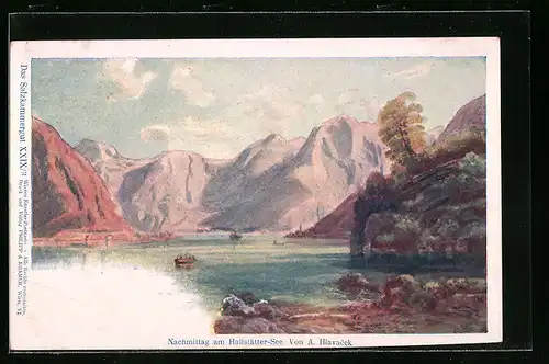 Künstler-AK Philipp + Kramer Nr. XXIX /3: Nachmittag am Hallstätter-See