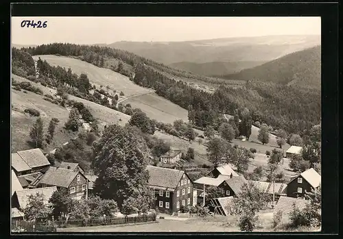 AK Oberhain, Blick ins Schwarzatal auf den Ortsteil Mankenbach