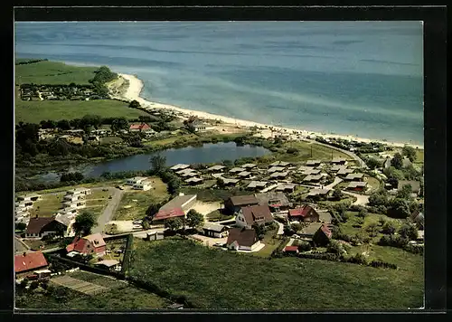 AK Langholz an der Ostsee, Ortsansicht vom Flugzeug aus