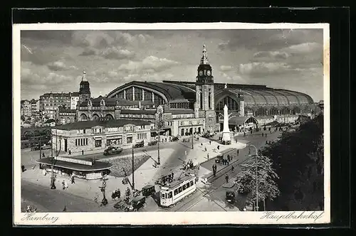 AK Hamburg, Strassenbahn am Hauptbahnhof