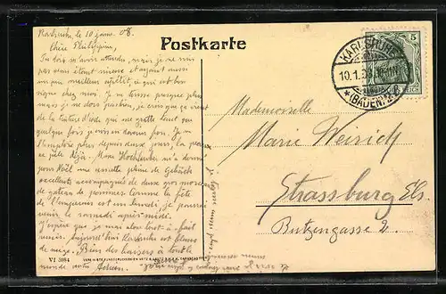 AK Karlsruhe i. B., Strassenbahn in der Kaiserstrasse