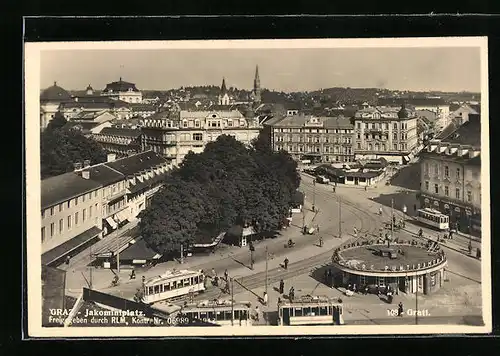 AK Graz, Jakomintplatz mit Strassenbahn