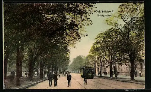 AK Düsseldorf, Strassenbahn in der Königsallee