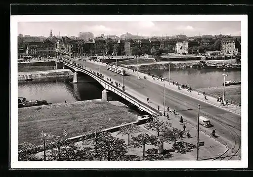 AK Mannheim, Strassenbahn auf der Kurpfalzbrücke