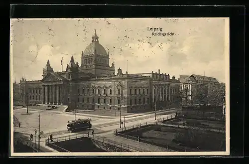 AK Leipzig, Strassenbahn am Reichsgericht