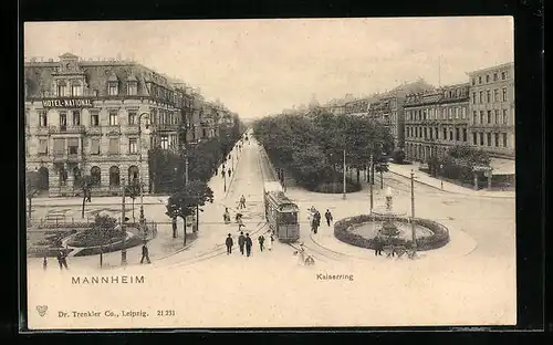 AK Mannheim, Strassenbahn auf dem Kaiserring