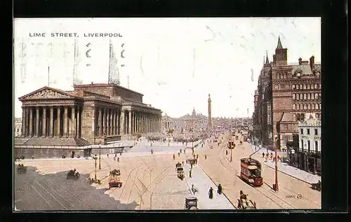 AK Liverpool, Lime Street, Strassenbahn