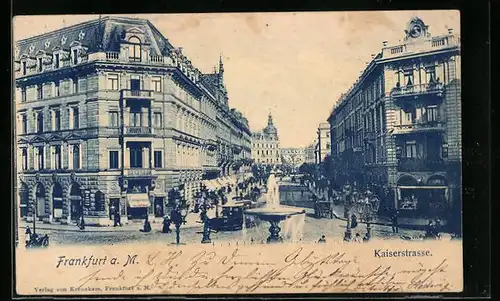 AK Frankfurt a. M., Kaiserstrasse mit Strassenbahn