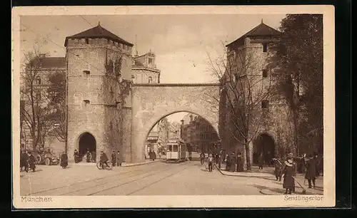 AK München, Strassenbahn am Sendlingertor