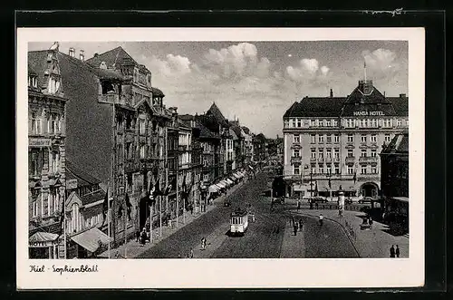 AK Kiel, Sophienblatt mit Strassenbahn