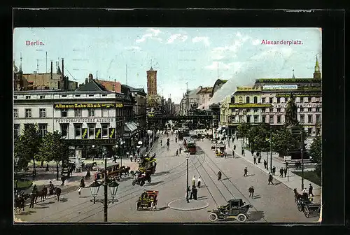 AK Berlin, Strassenbahnen am Alexanderplatz