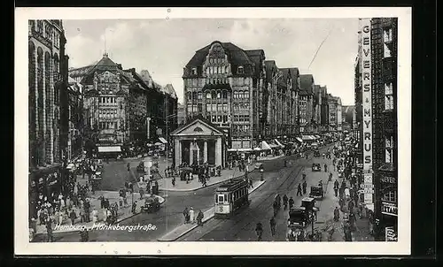 AK Hamburg, Strassenbahn in der Mönkebergstrasse