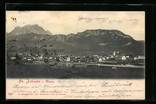 AK St. Johann, Gesamtansicht mit Gebirgskette