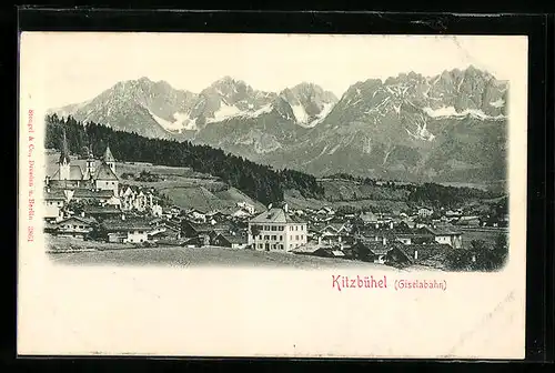 AK Kitzbühel (Giselabahn), Ortsansicht aus der Vogelschau
