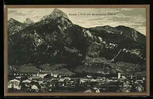 AK Reutte, Ortsansicht mit Gerenspitze