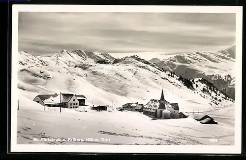 AK St. Christoph am Arlberg, Blick auf den verschneiten Ort