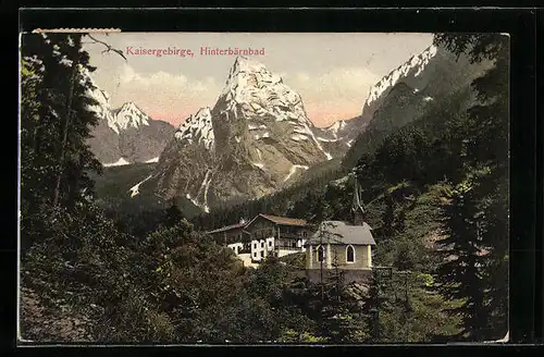 AK Hinterbärnbad, Kirche mit Kaisergebirge