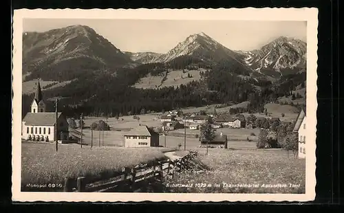 AK Schattwald im Thannheimertal, Totalansicht aus der Vogelschau