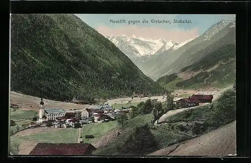 AK Neustift im Stubaital, Ortsansicht gegen die Gletscher