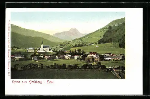 AK Kirchberg, Ortsansicht aus der Ferne