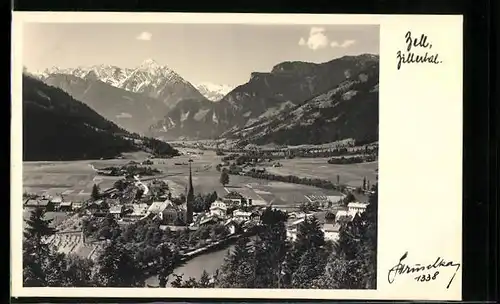 AK Zell im Zillertal, Totalansicht aus der Vogelschau