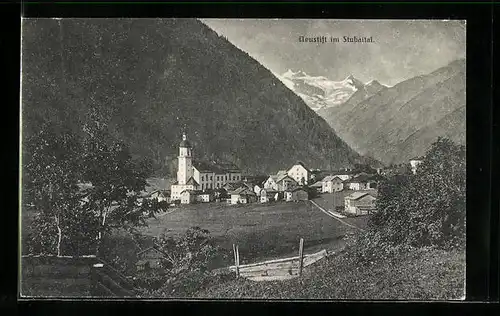 AK Neustift im Stubaital, Ortsansicht aus der Vogelschau