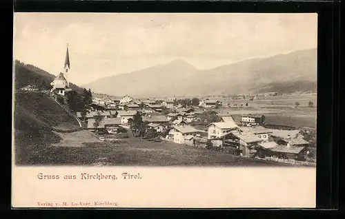 AK Kirchberg, Ortsansicht aus der Vogelschau