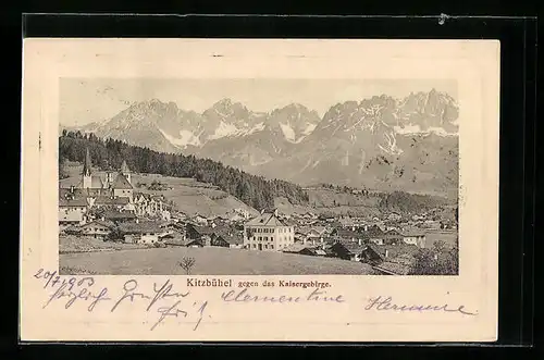 AK Kitzbühel, Gesamtansicht gegen das Kaisergebirge