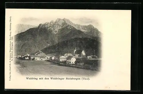 AK Waidring, Ortsansicht mit den Waidringer Steinbergen