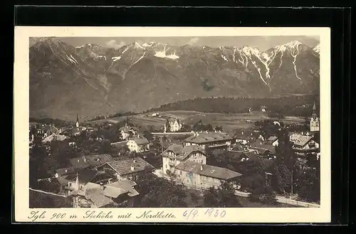 AK Igls, Ortsansicht mit Nordkette