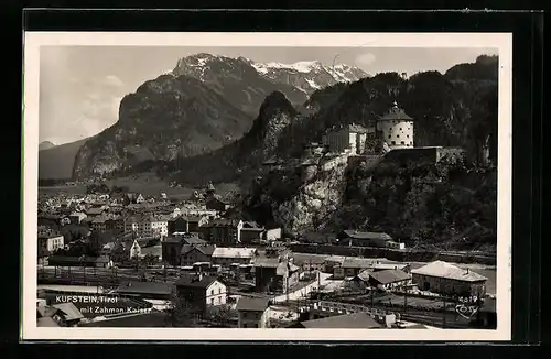 AK Kufstein, Ortsansicht mit Zahmen Kaiser