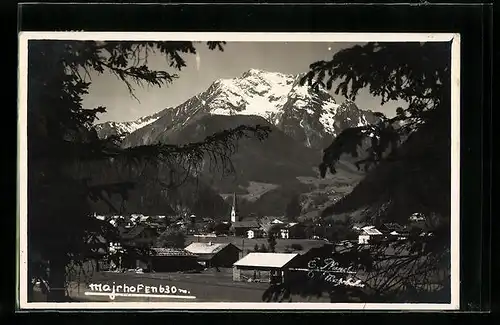 AK Mayrhofen, Ortsansicht mit Grünberg im Zillertal