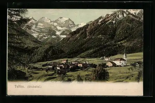 AK Telfes im Stubaital, Totalansicht aus der Vogelschau