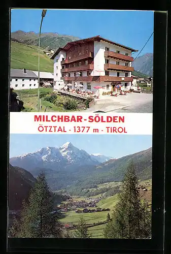 AK Sölden, Ortsansicht im Ötztal und Milchbar