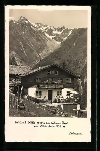 AK Sölden, Edelweiss-Hütte mit Wilde Leck