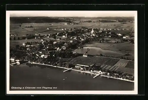 AK Chieming am Chiemsee, Gesamtansicht vom Flugzeug aus