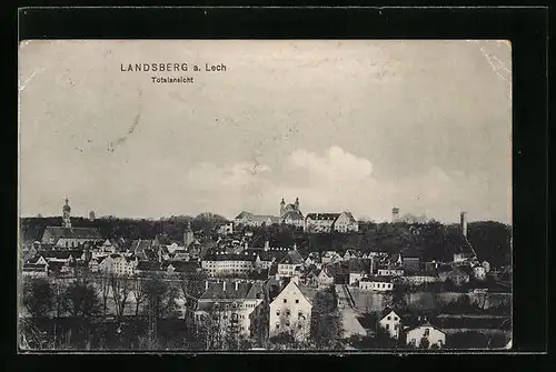 AK Landsberg am Lech, Totalansicht aus der Vogelschau