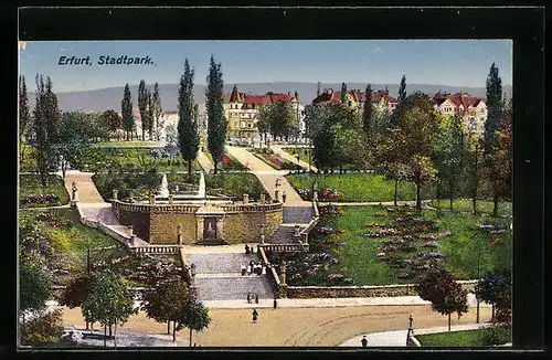 AK Erfurt, Stadtpark aus der Vogelschau