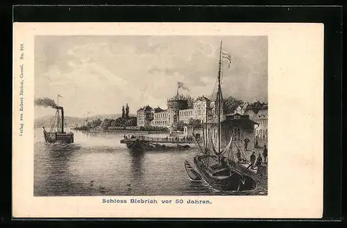 AK Biebrich, Blick zum Schloss vor 50 Jahren