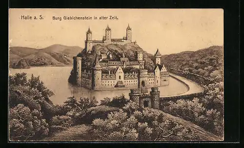 AK Halle a. d. Saale, Burg Giebichenstein in alter Zeit