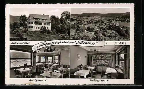 AK Wilhelmsfeld, Höhencafè-Restaurant Talblick, Aussenansicht, Gastzimmer, Nebenzimmer, Talblick