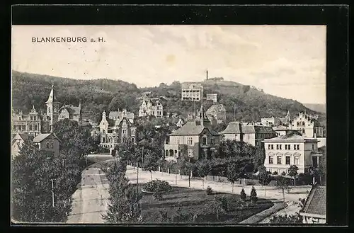 AK Blankenburg (Harz), Ortsansicht aus der Vogelschau