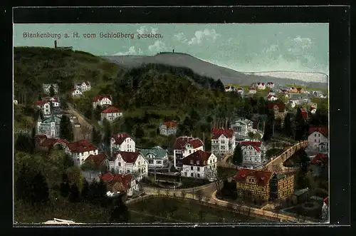 AK Blankenburg (Harz), Ortsansicht vom Schlossberg gesehen