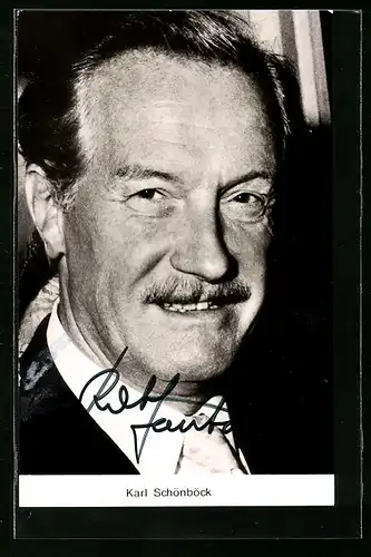 AK Schauspieler Karl Schönböck charmant im Jackett, Autograph