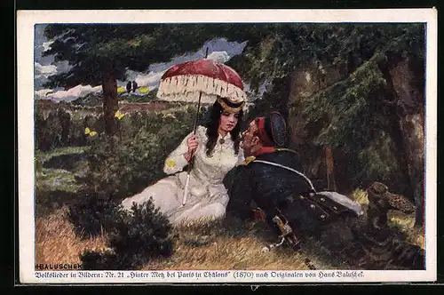 Künstler-AK Hans Baluschek: Hinter Metz bei Paris in Thalons, Volkslieder in Bildern Nr. 21