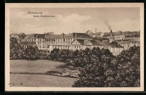 AK Pirmasens, Blick auf das Städt. Krankenhaus